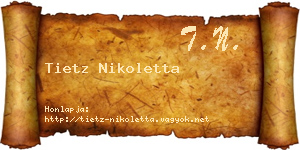 Tietz Nikoletta névjegykártya